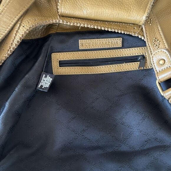 BCBG MAXAZRIA Olive Green Pebbled Leather Hobo Shoulder Bag Slouchy Purse Studs - Picture 15 of 16